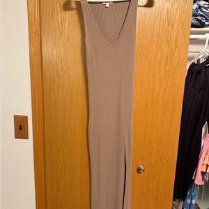 Better Be Ribbed Knit Dress in Beige